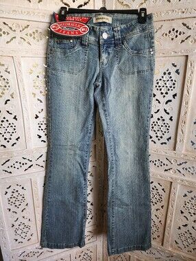 NWT Vintage Y2K Hydraulic Light Wash Denim Jeans- Size 3/4 Juniors